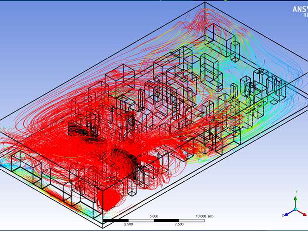 Simulation des flux d'air d'un bâtiment (modélisation CFD)